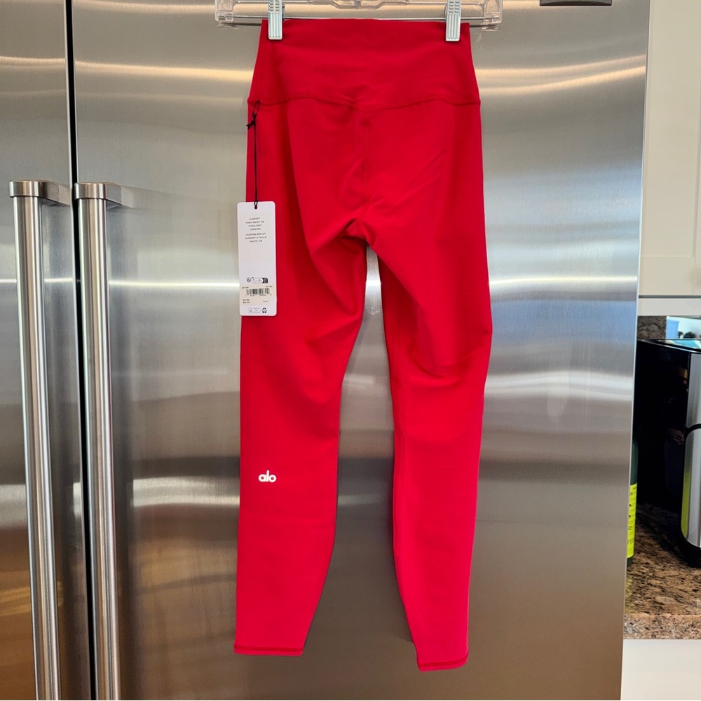 NWT Alo Bold Red Alosoft Leggings High Waisted 7/8 Pants Yoga Workout Brand New
